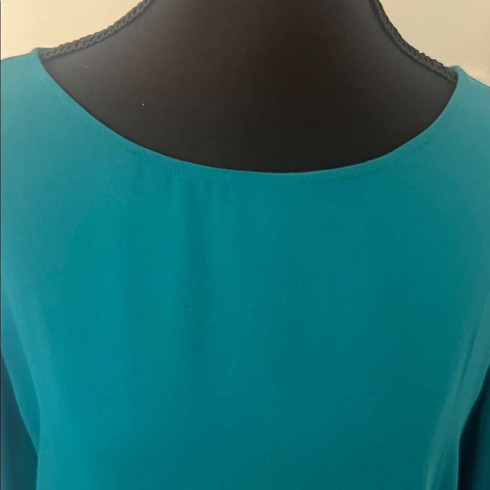 Chico's Teal Green Asymmetric Chiffon Tunic - Picture 3 of 15
